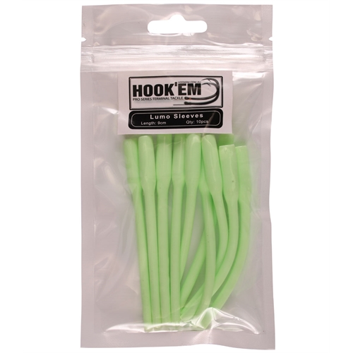 Hookem Fishing LONG LUMO SLEEVES 9cm Pkt/10