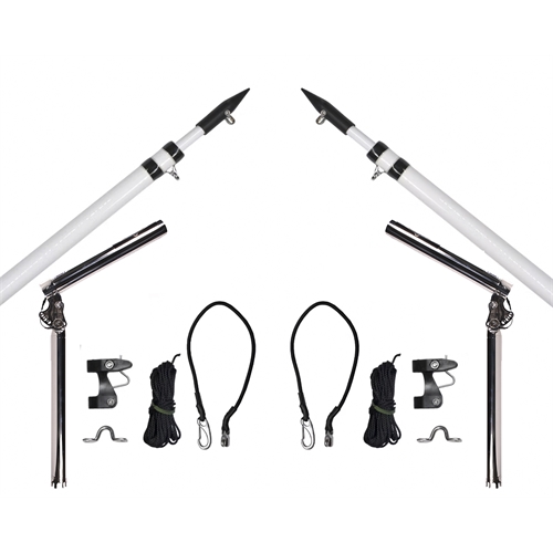 Hookem Fishing OUTRIGGER SET - ADJUSTABLE ECONOMY BASE & White TELESCOPIC POLES