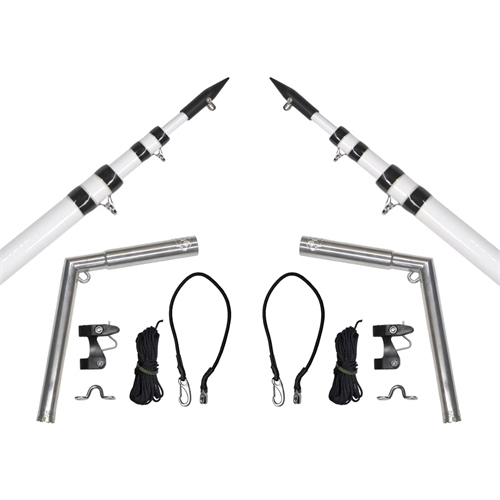 Hookem Fishing OUTRIGGER SET - ECONOMY BASE & White TELESCOPIC POLES