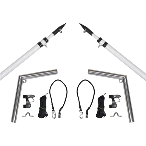 Hookem Fishing OUTRIGGER SET - ECONOMY SNOUT & White TELESCOPIC POLES