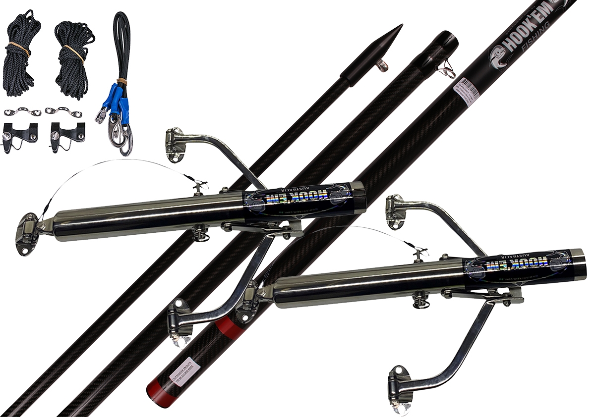 Hookem Fishing OUTRIGGER SET WISHBONE BASE & CARBON FIBRE POLES
