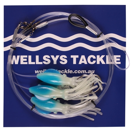 Blue-White Glow Squid with 13/0 hooks