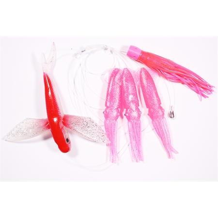 Flying Fish red/silver - Squid pink - Lure pink head/skirts  5/6G
