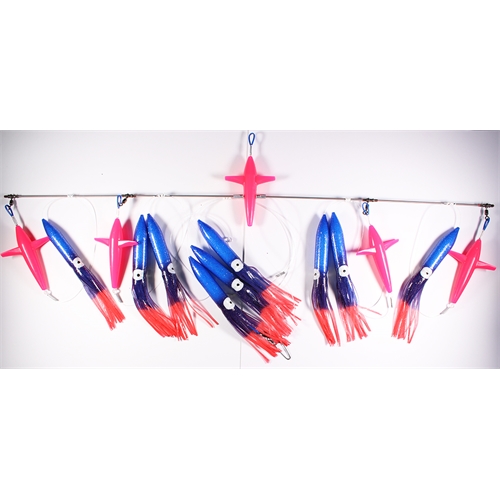 Wellsys GameFish Teaser - 36in Titanium SPREADER BAR - Rigged TubeSquid