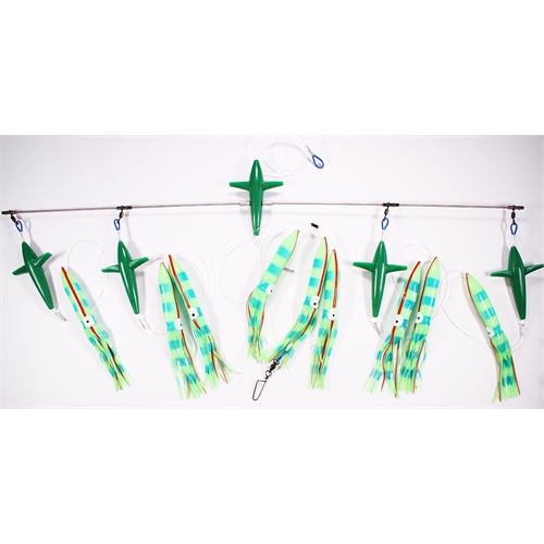 Wellsys GameFish Teaser - 36in Titanium SPREADER BAR - Rigged TubeSquid